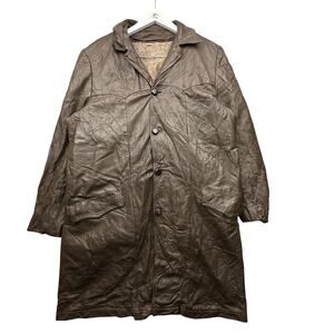 Vintage 70s Grais Cabretta Leather Coat Jacket Mens 40 Medium Lined Faux Fur